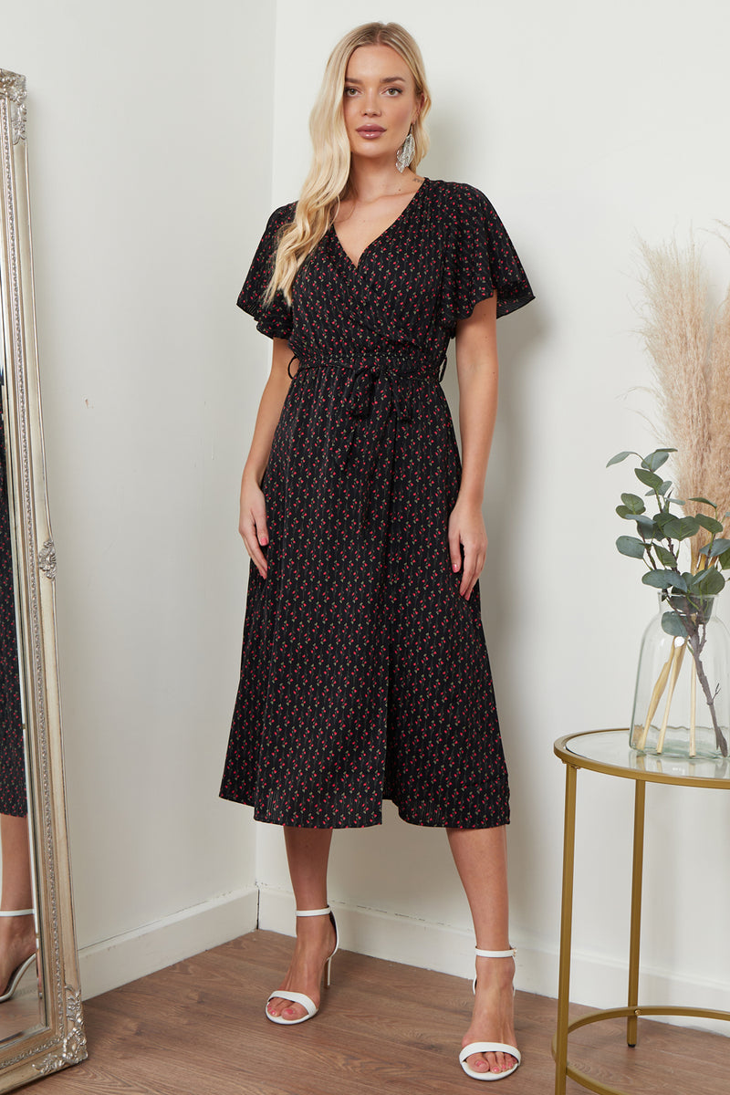Cami angel sleeve faux wrap dress white hotsell