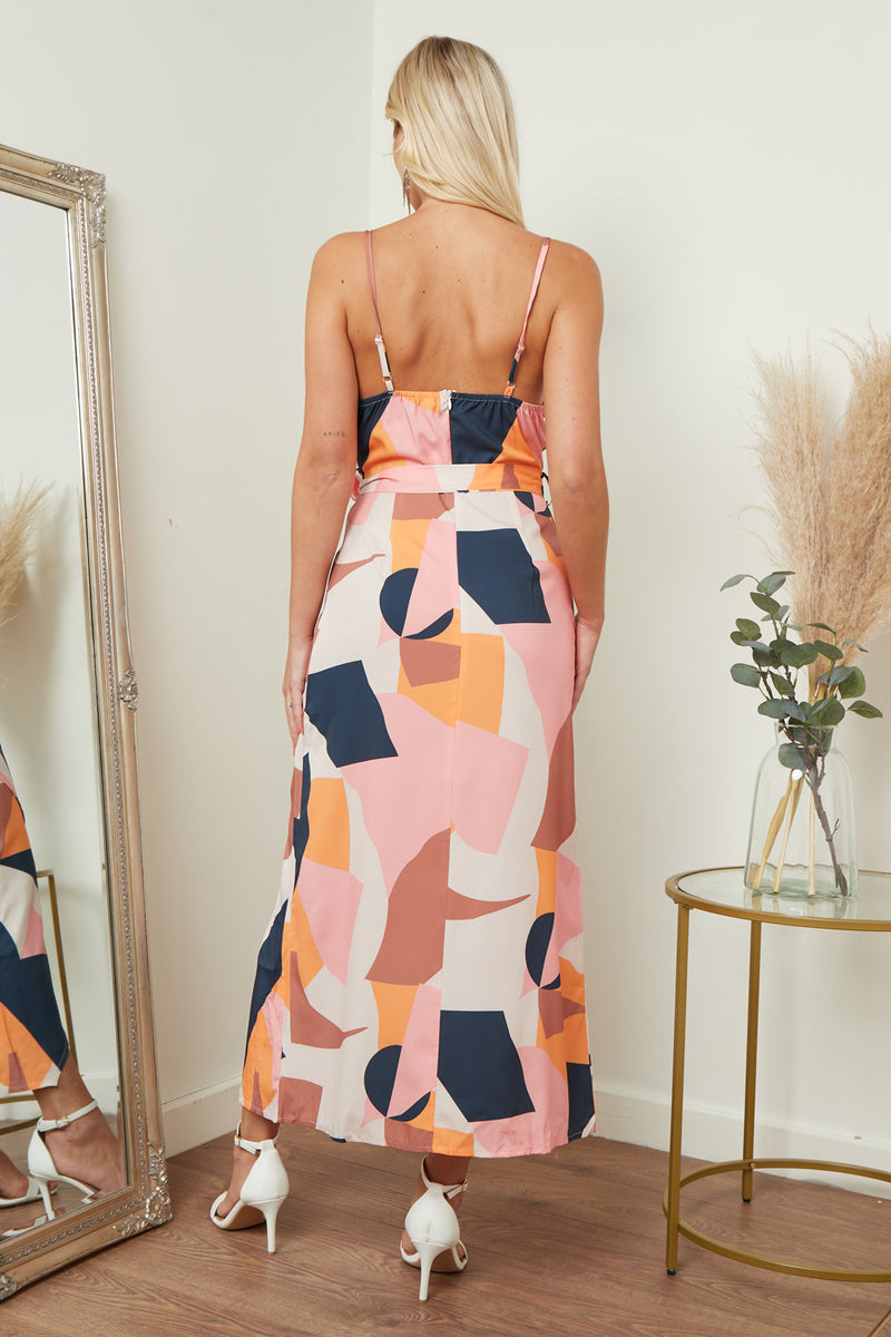 Cami wrap midi dress with sales tie waist
