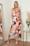 Image of Cami Wrap Midi Dress In Multicolour Print from Lilura London