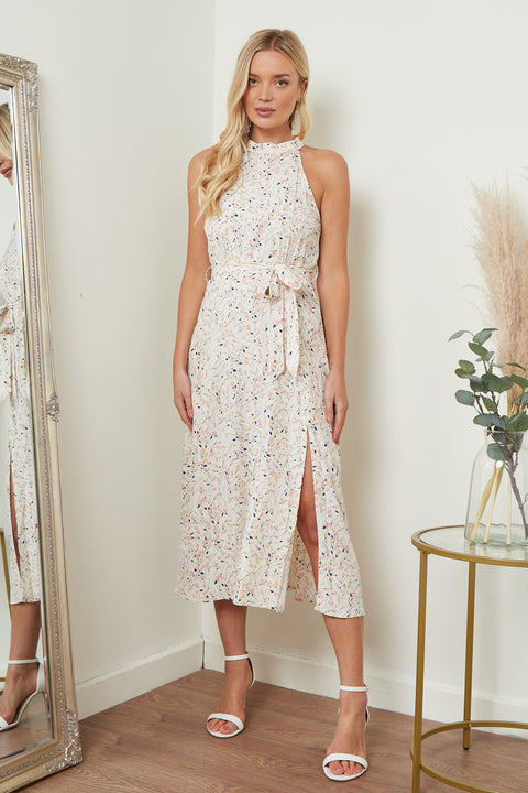 Image of Floral Print Halterneck Maxi Dress from Lilura London