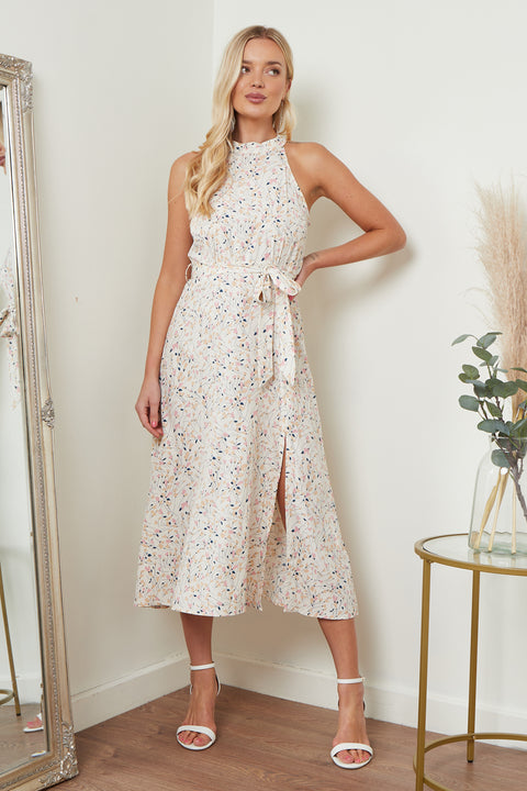 Image of Floral Print Halterneck Maxi Dress from Lilura London