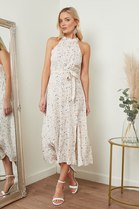 Image of Floral Print Halterneck Maxi Dress from Lilura London