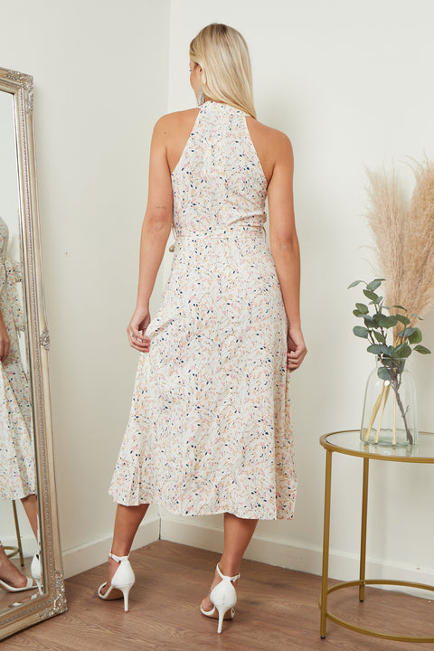 Image of Floral Print Halterneck Maxi Dress from Lilura London