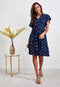 Wrap Dress In Navy With Metallic Gold Spot - Lilura London