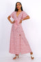 Wrap Front Split Leg Maxi Dress In White Daisy Dot Print - Lilura London