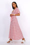 Wrap Front Split Leg Maxi Dress In White Daisy Dot Print - Lilura London
