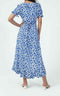 Blue Floral Print Frill Wrap Midi Dress - Lilura London