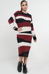 Abstract Striped Jumper Dress In Red - Lilura London