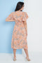 Angel Sleeves Midi Wrap Dress In Multi Spot Print By Lilura London