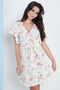 Angel Sleeves Wrap Dress In White Floral Print By Lilura London