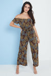 Multi Spot Print Bardot Culotte Jumpsuit By Lilura London
