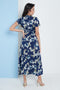 Wrap Front Maxi Dress In Navy Blue Floral Print By Lilura London