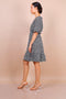 Flute Sleeve Mini Skater Dress In Black Floral Print - Lilura London