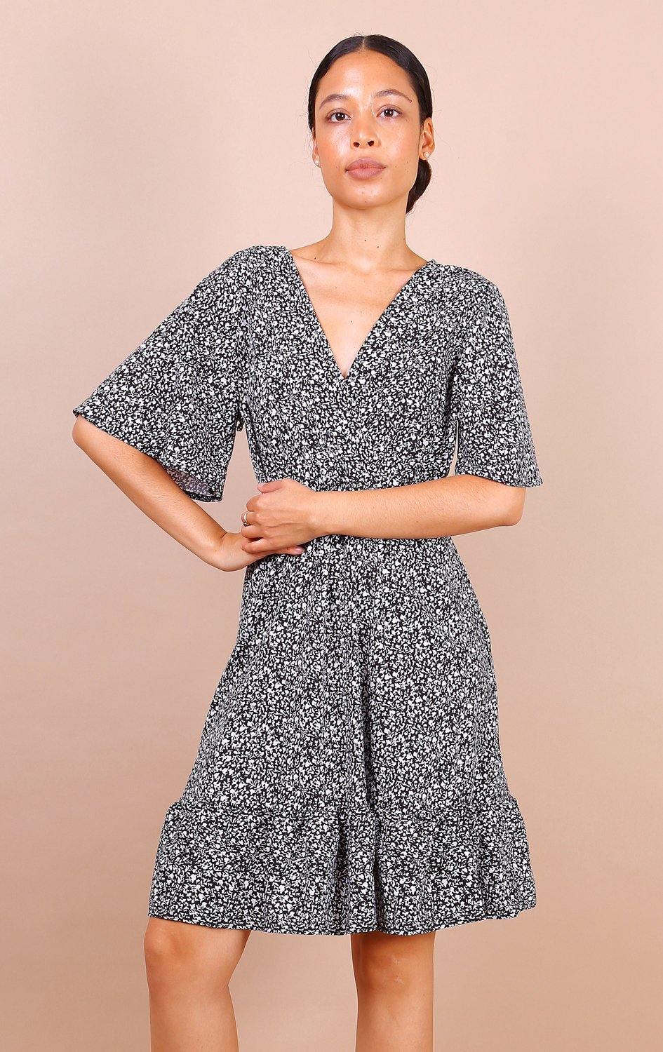 Flute sleeve skater dress online